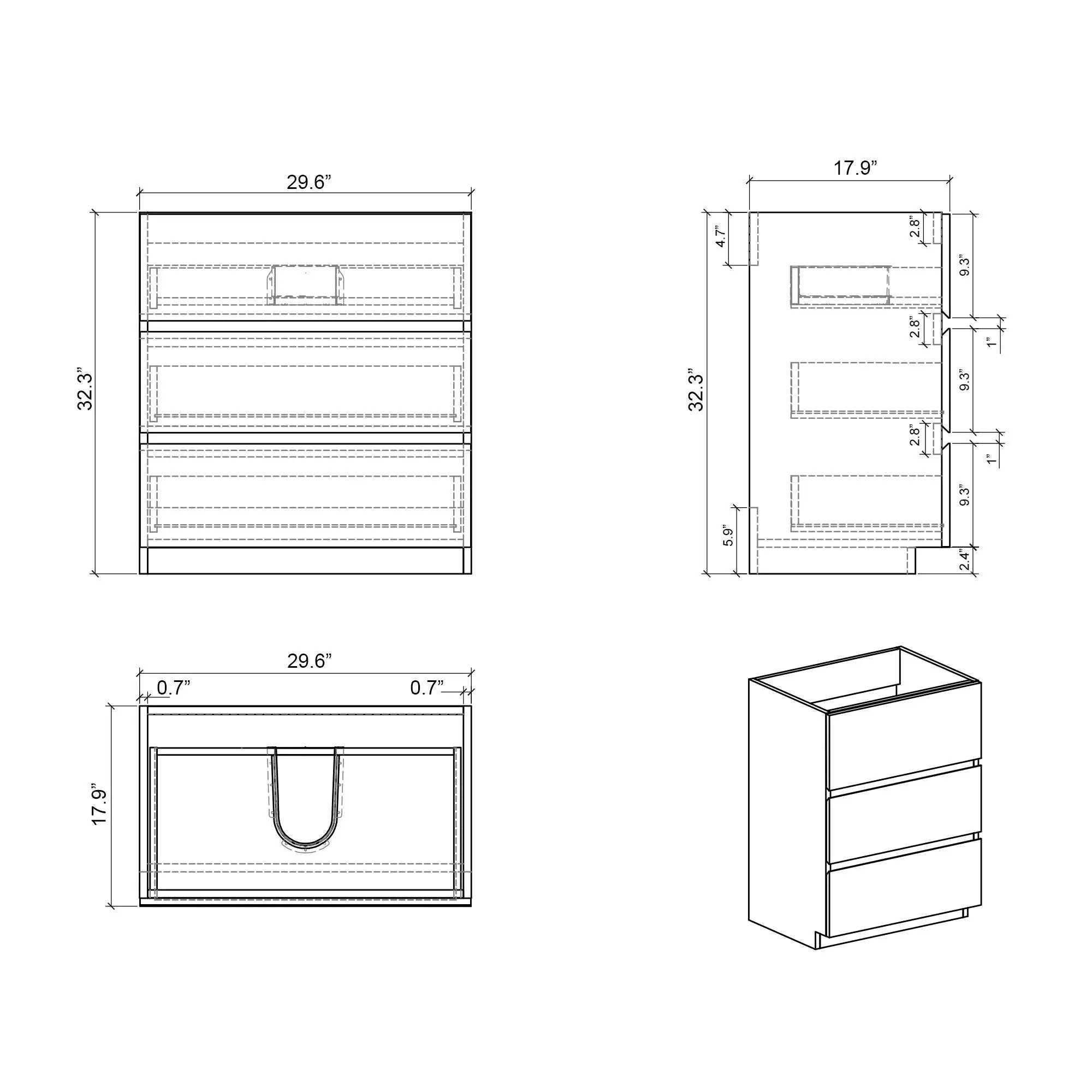 Alice - Bathroom Vanity With Large Storage Freestanding Bathroom Vanity, Sink For Modern Bathroom, One-Piece Sink Basin Without Drain And Faucet by Unique Piece Furniture