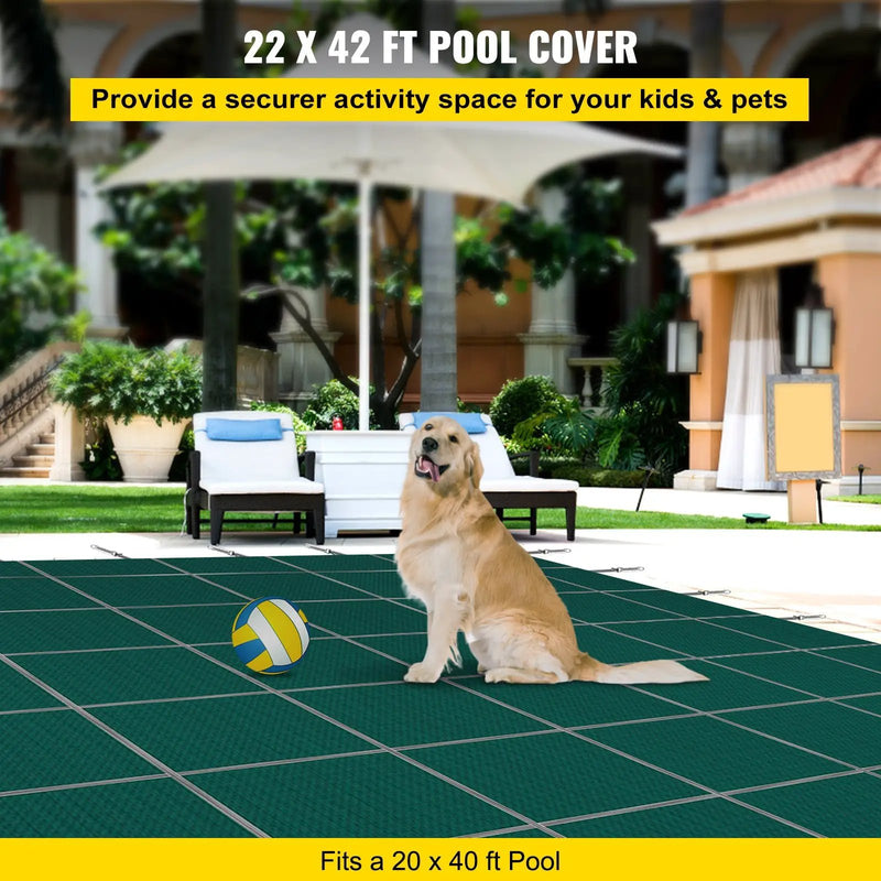 Inground Pool Safety Cover, 22 ft x 42 ft Rectangular Winter Pool Cover with Right Step by HouseOfZazla