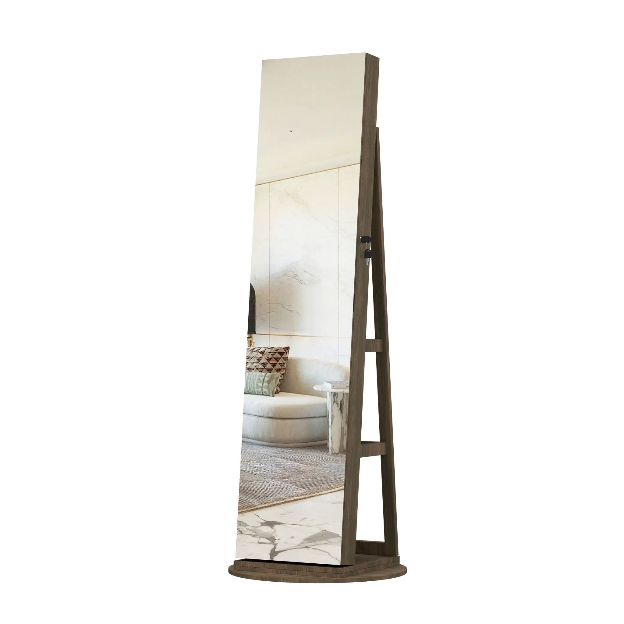 Swivel Jewelry Cabinet With Full Length Mirror by Unique Piece Furniture