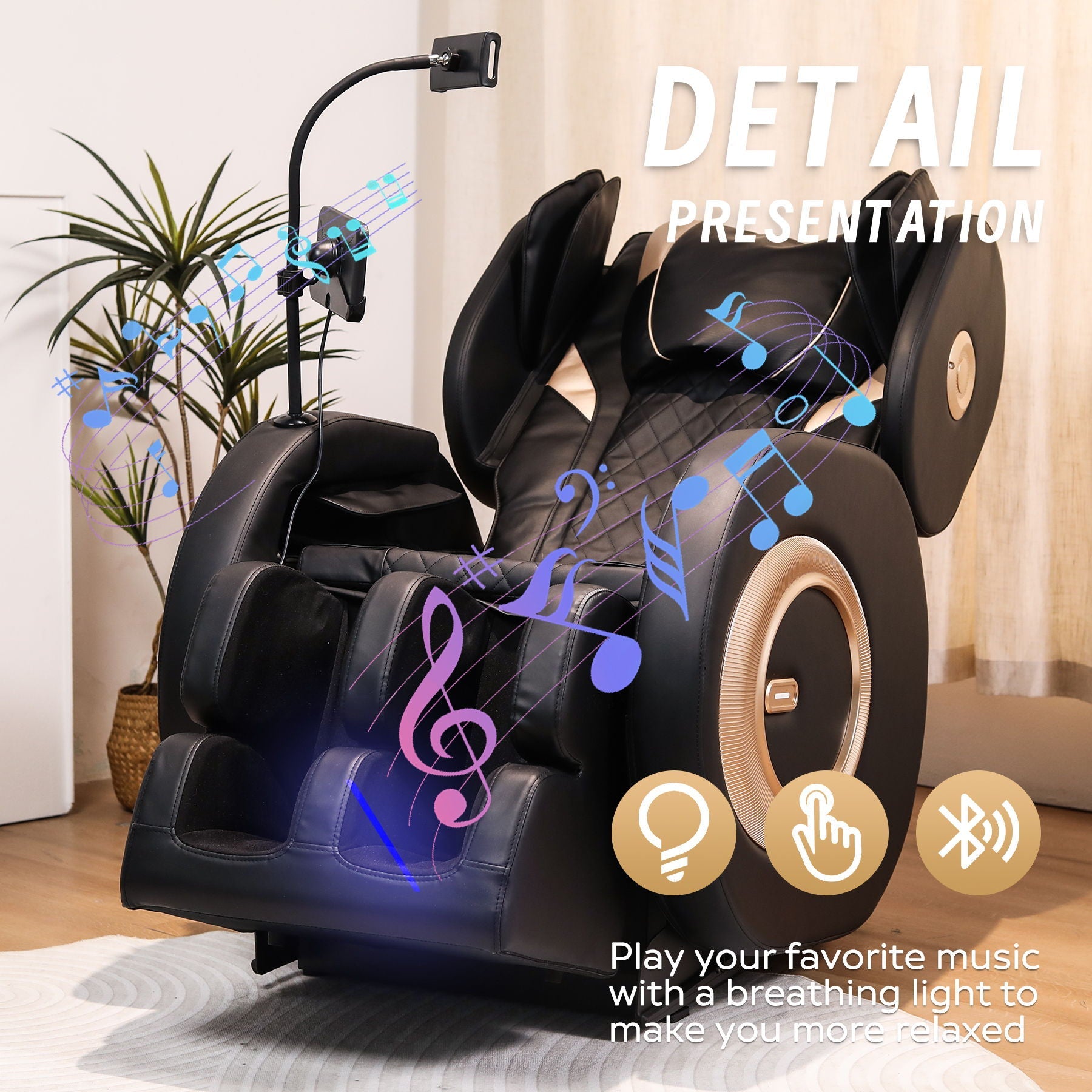 Automatic Massage Chair Recliner With Zero Gravity And Full Body Air Pressure - Black by HouseOfZazla