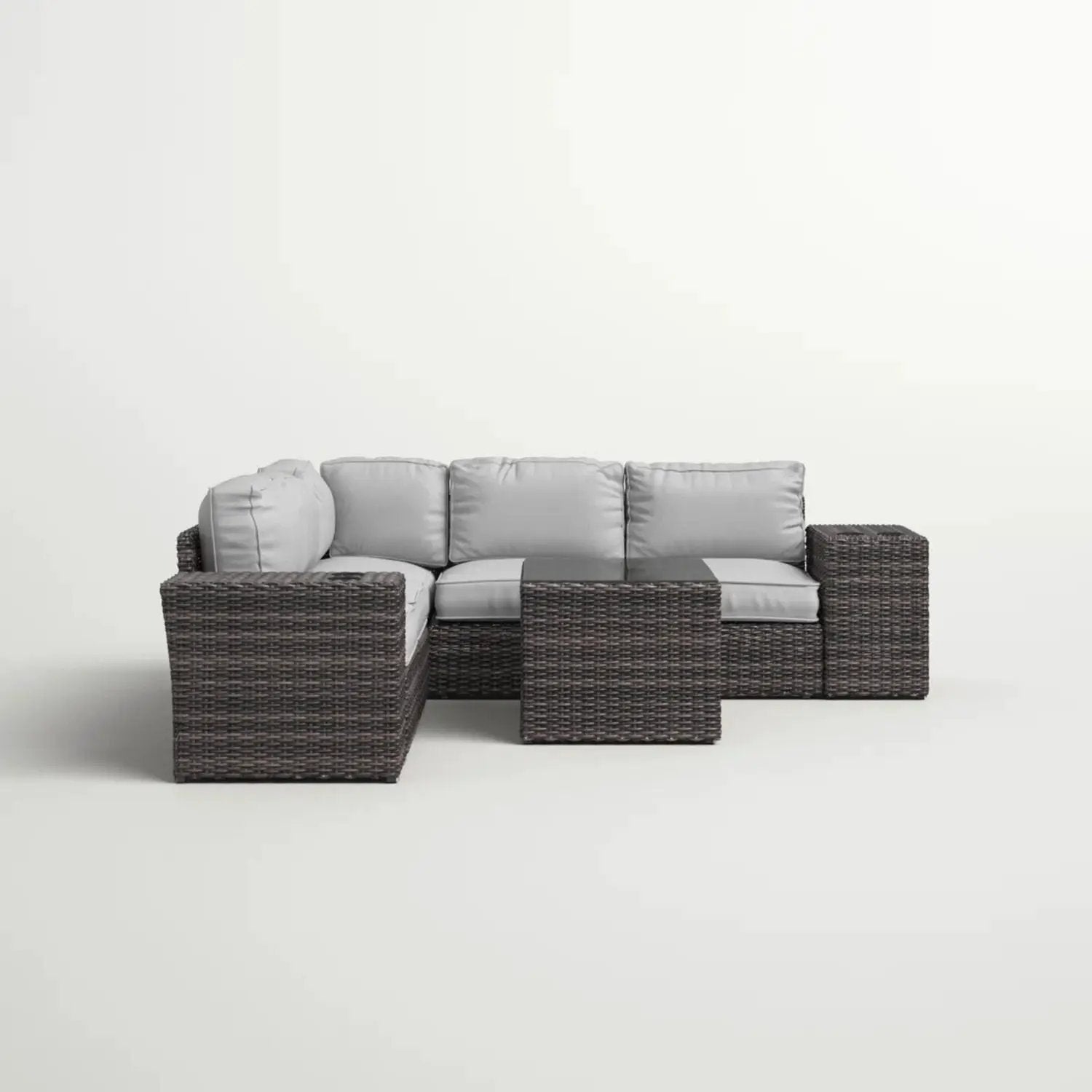Modern Patio Rattan Sectional Set With Cushions by Unique Piece Furniture