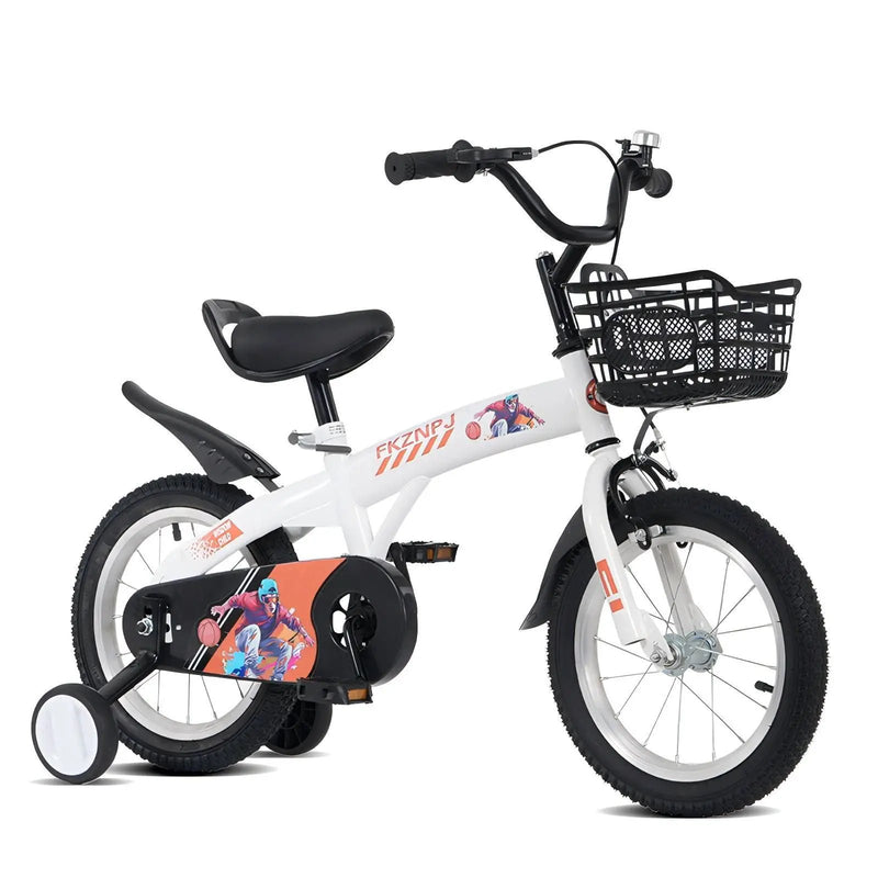 Fkznpj - 18" Sporty Kids Bike With Training Wheels And Stand Adjustable Saddle Suitable For Boys And Girls Aged 5 - 10 Years Tall Height 39 - 49" Available In A Variety Of Colors by HouseOfZazla
