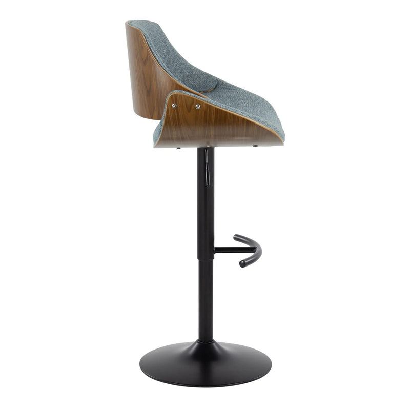 Fabrizzi - Mid Century Modern Adjustable BarStool With Rounded T Footrest (Set of 2) by Unique Piece Furniture