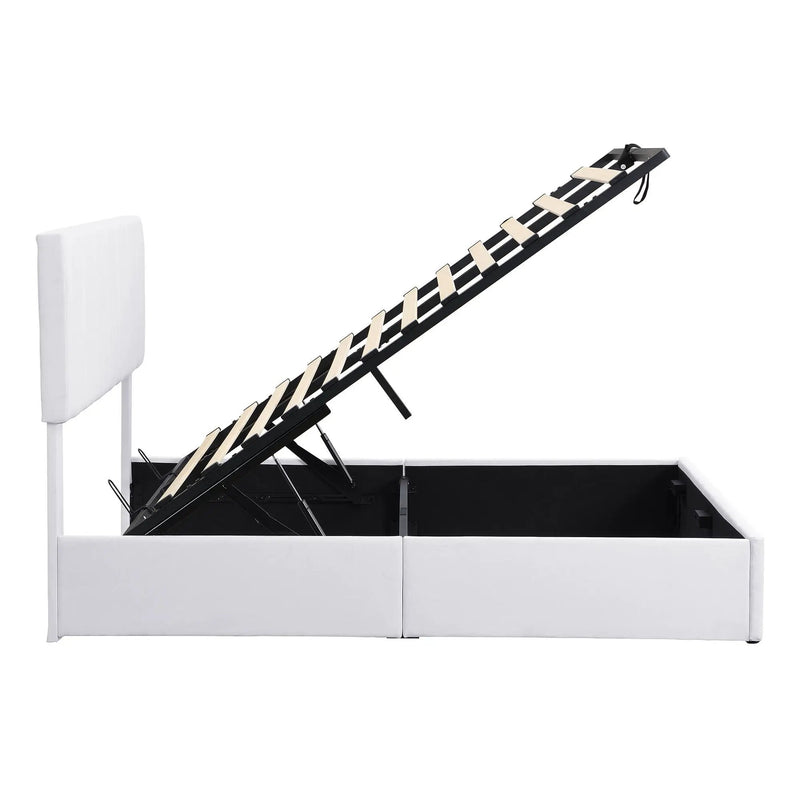 Elegant Upholstered Platform Bed With Hydraulic Storage System