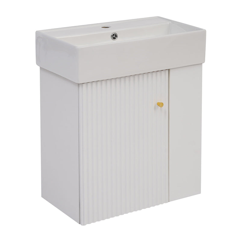 Modern Floating Bathroom Vanity With Ceramic Basin Perfect For Small Bathrooms by HouseOfZazla