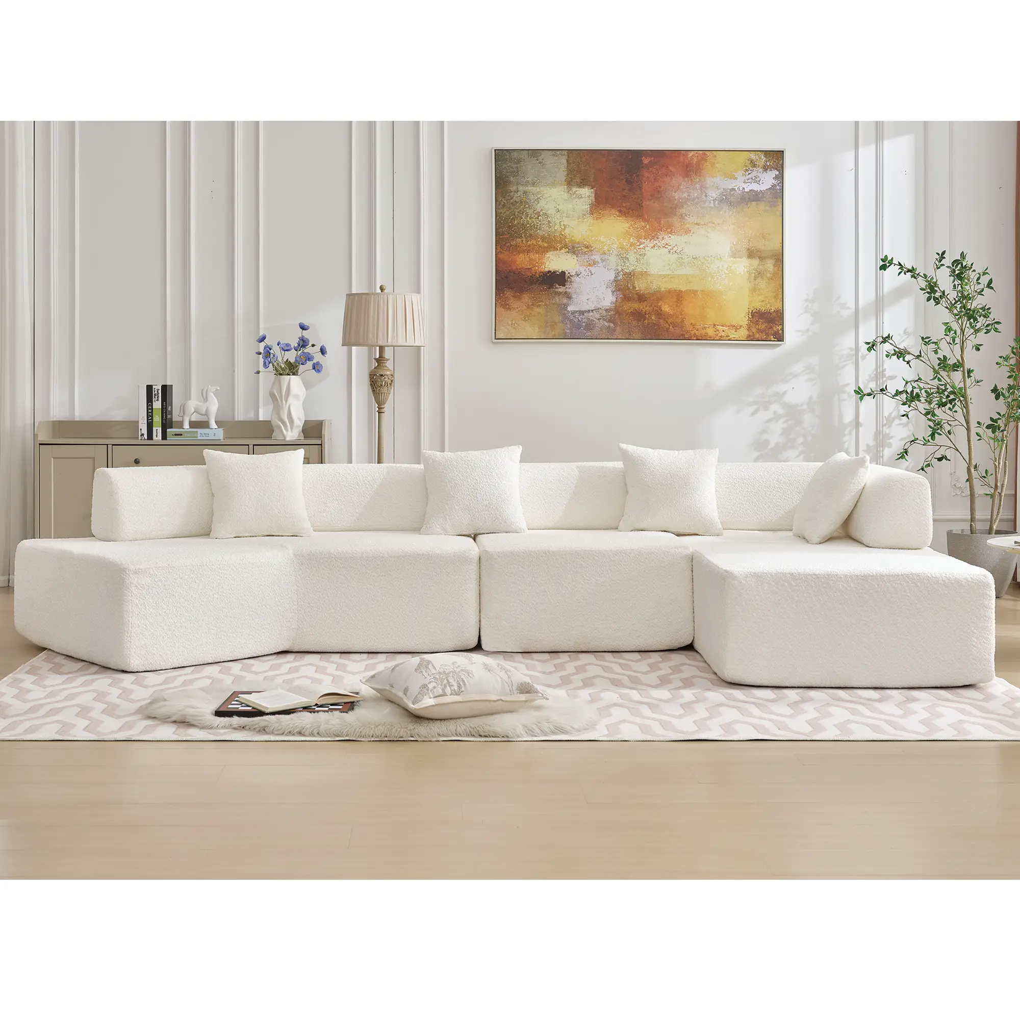 Modern Minimalist 140" L-Shape Couch by HouseOfZazla