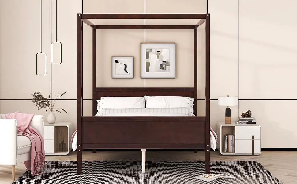 Canopy Platform Bed With Headboard And Footboard, Slat Support Leg by HouseOfZazla