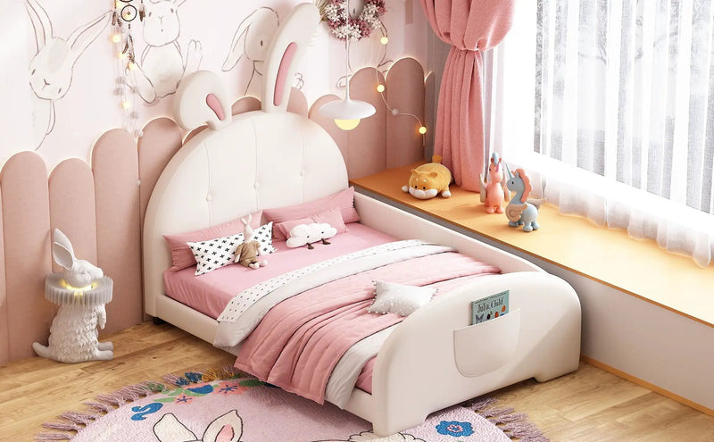 Upholstered Rabbit-Shape Princess Bed With Headboard And Footboard by HouseOfZazla