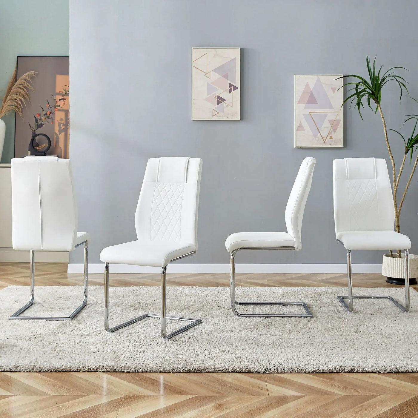 Modern Dining Chairs With Padded Seat, Metal Legs by HouseOfZazla