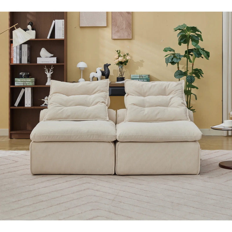 Modular Sofa with Neck and Lumbar Pillows - 2 Seats by HouseOfZazla