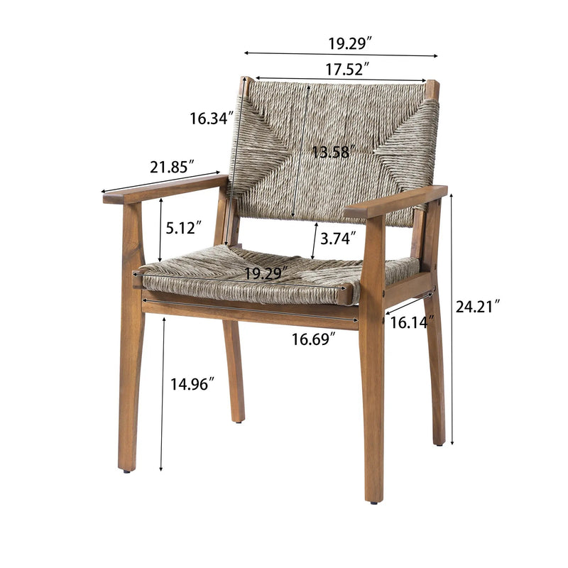 Durable Outdoor Dining Chair Set with Acacia Wood Frame and Wicker Seat by HouseOfZazla