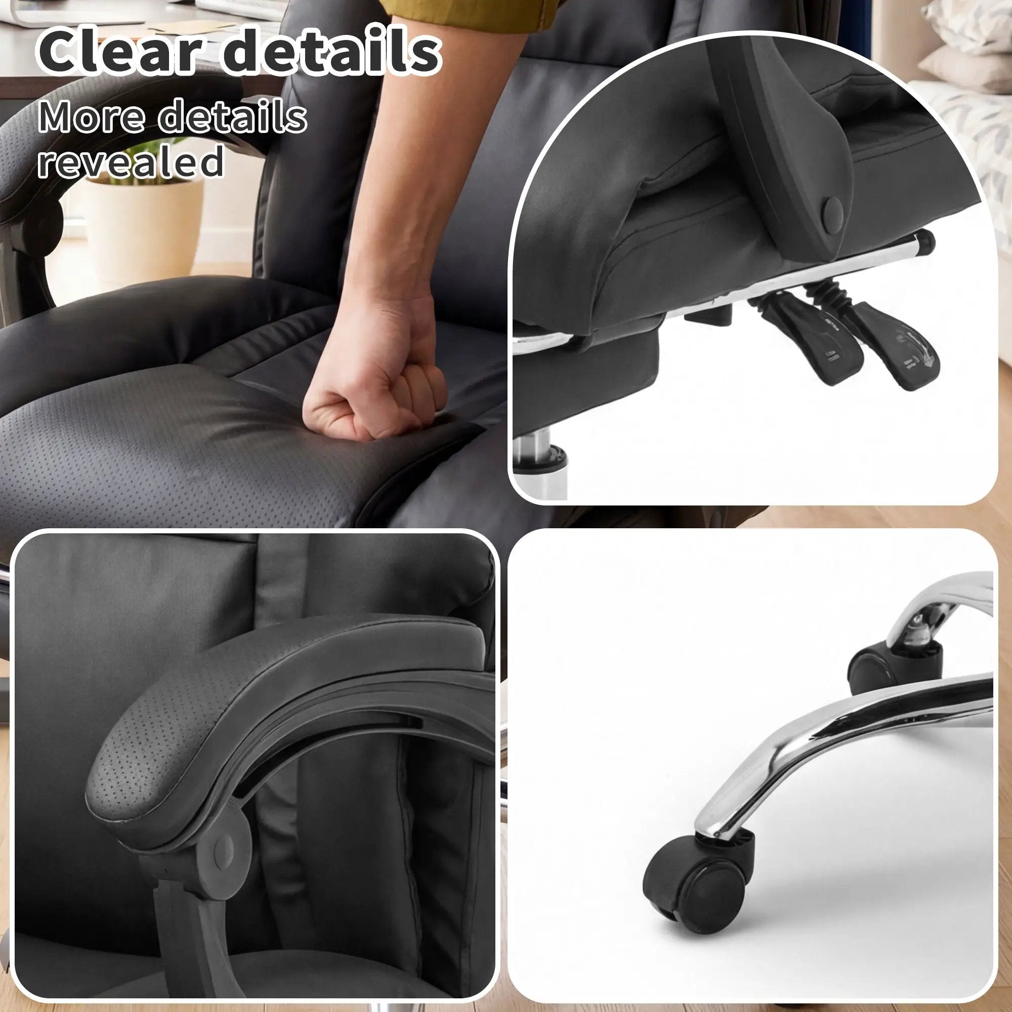 Executive Office Chair With Foot Rest, Adjustable Height - Black by Unique Piece Furniture