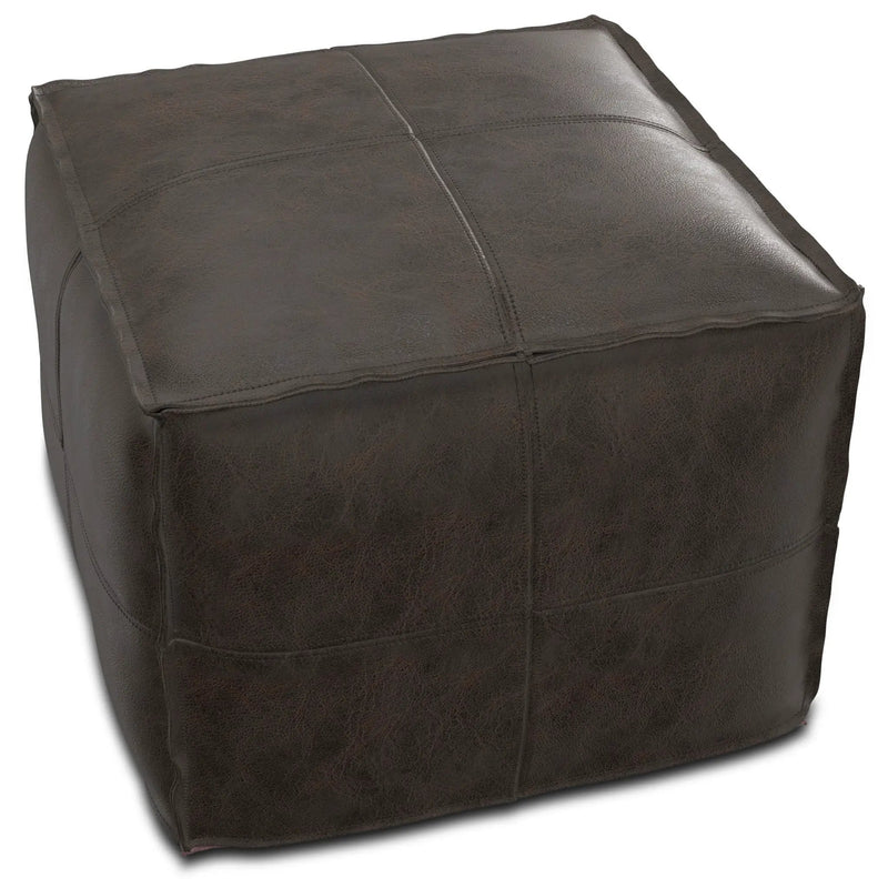 Sheffield - Square Pouf - Distressed Dark Brown by HouseOfZazla