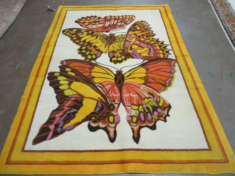 4' X 6' Tartare Modern Hand Knotted Spainsh Wool Rug Butterfly Getting Wings Nice by Jewel Rugs