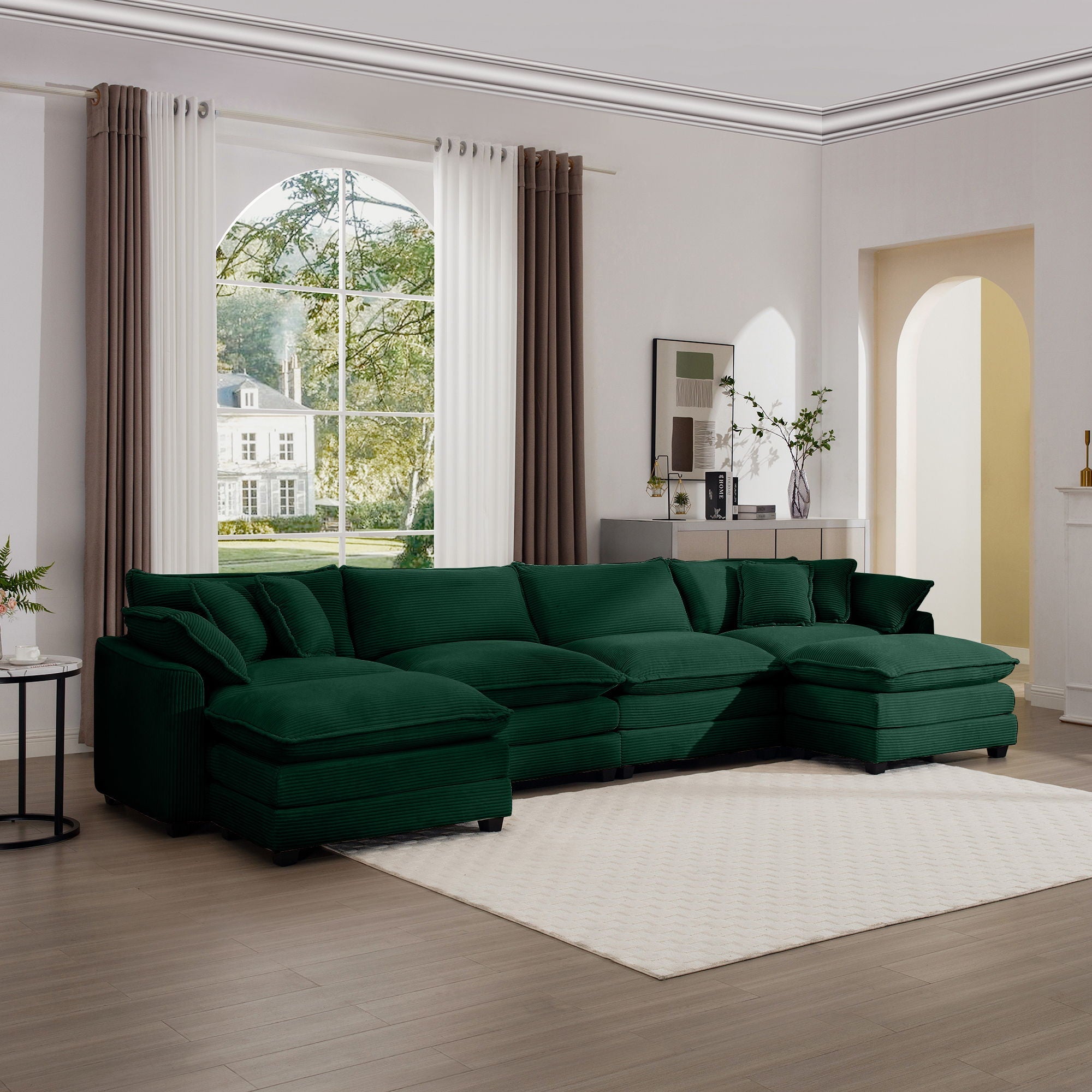 Modern Oversized Modular Cushion Sofa With Ottoman, Low Back, Deep Seating Sofa Set by Unique Piece Furniture