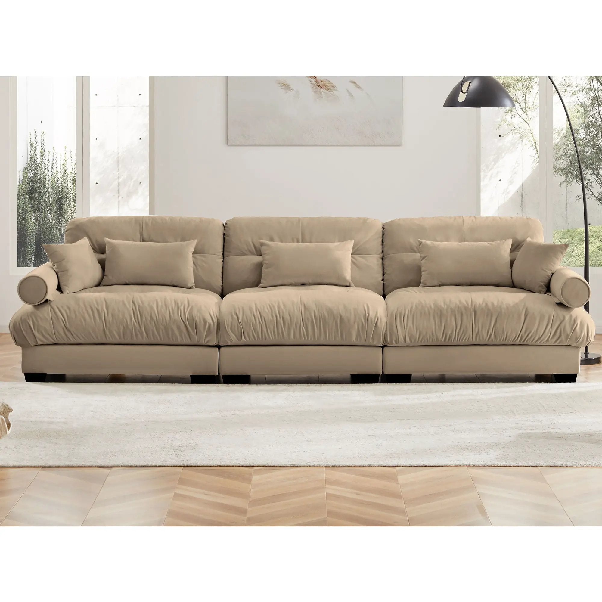 Modern Oversize Sofa With Cloud Like Comfort, Featuring Waist And Throw Pillows by Unique Piece Furniture
