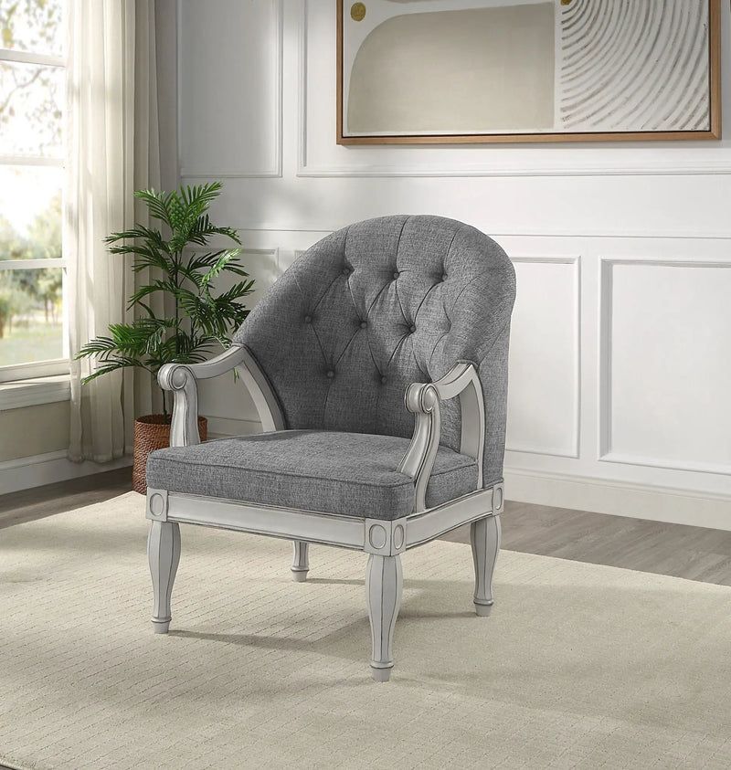 Florian - Antique Chair - Gray / White by HouseOfZazla