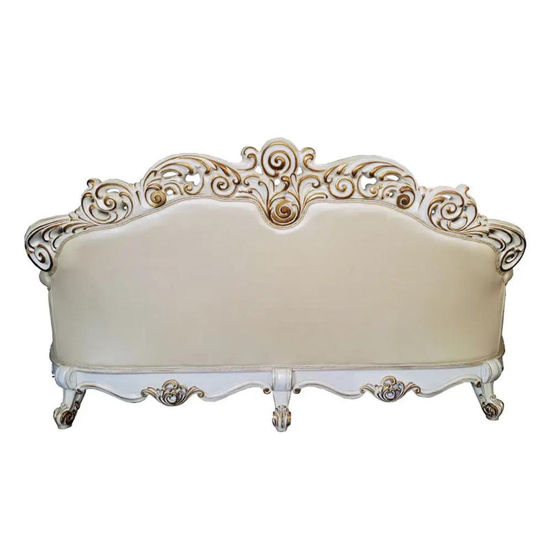 Vendome - Sofa With 5 Pillows - Champagne Synthetic Leather & Antique Pearl by Unique Piece Furniture