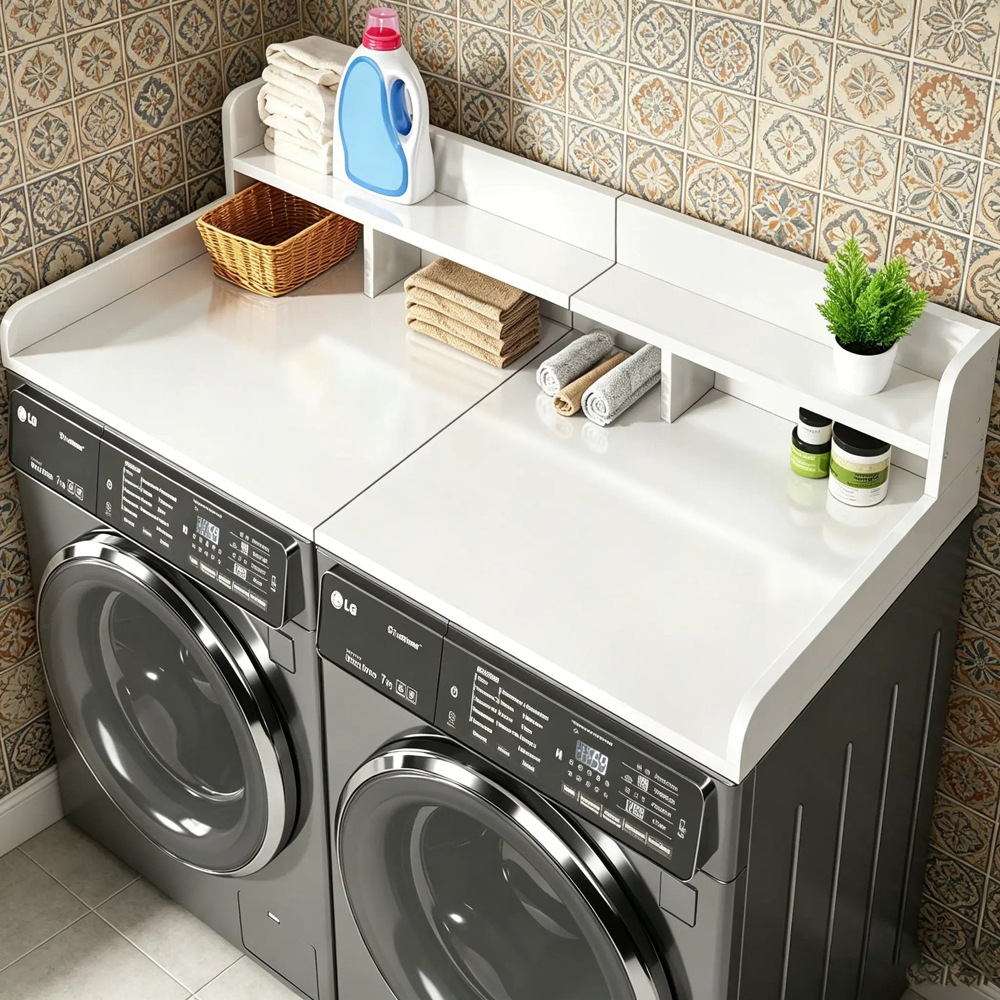 Washer Dryer Countertop with Non-Slip Pads - White by HouseOfZazla