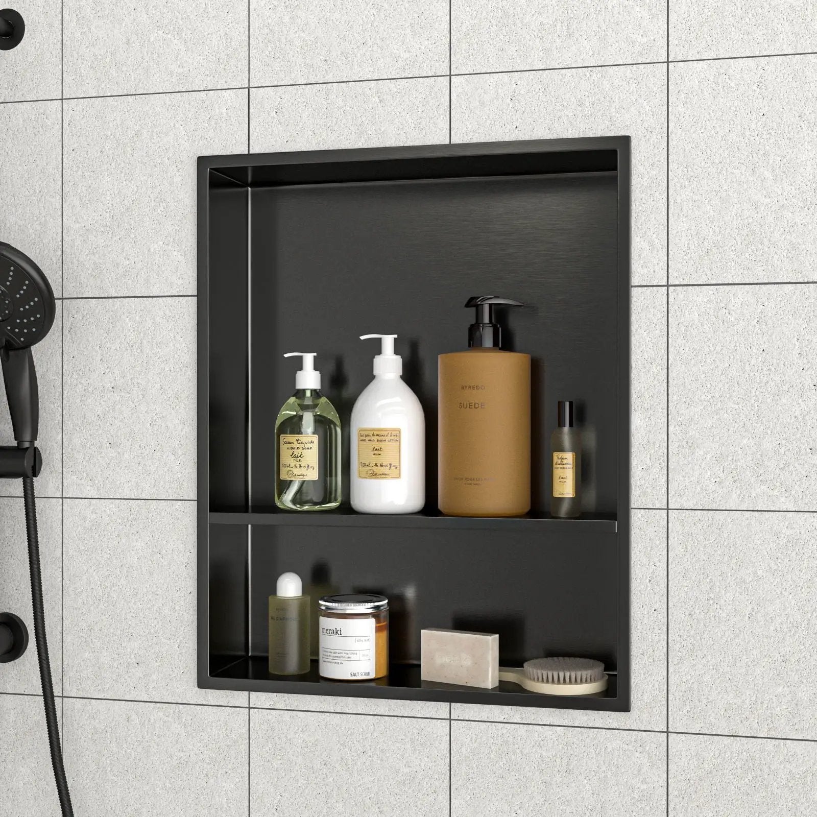 Modern Stainless Steel Shower Niche Double Shelf For Bathroom by HouseOfZazla