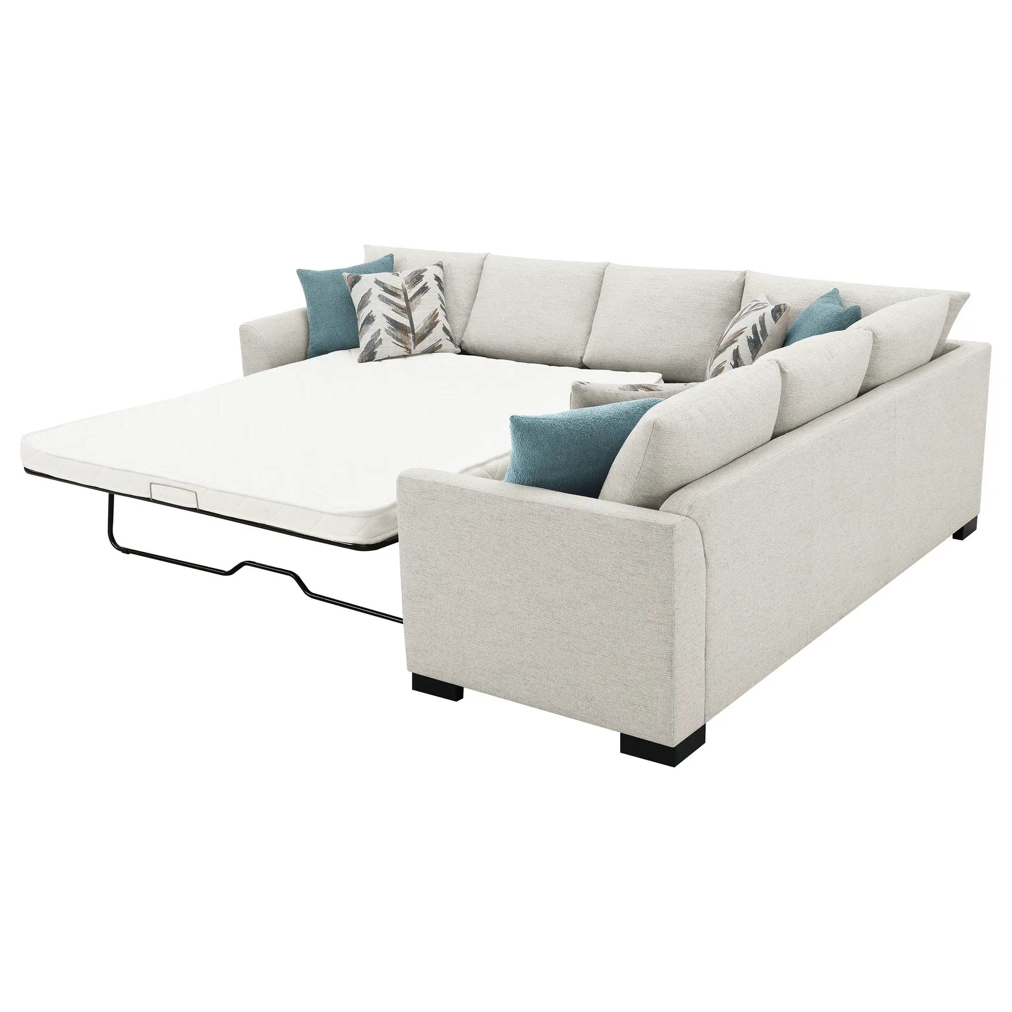 Radison - Upholstered Sectional Sofa With Hidden Sleeper - Greige by HouseOfZazla