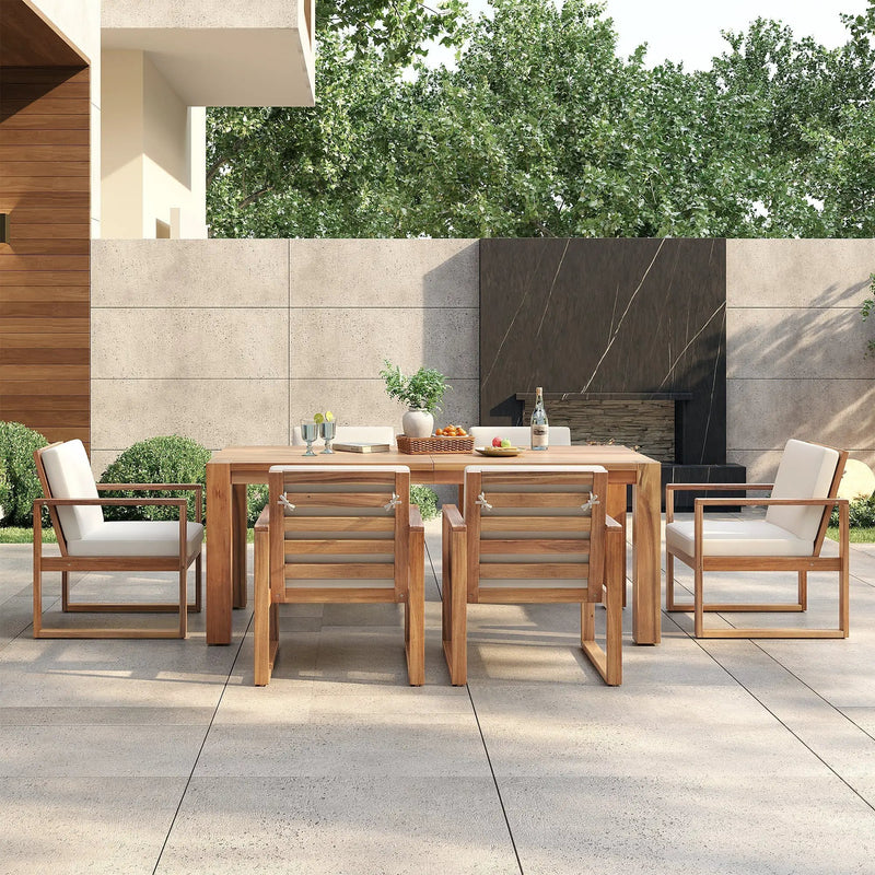 TREXM Patio Table and Chairs Set, 7-Piece Outdoor Dining Set for 6 by HouseOfZazla