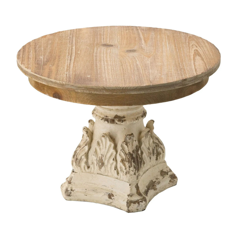 Cake Stand, Wood Cake Plate With Magnesium Base - Cream / Brown by Unique Piece Furniture
