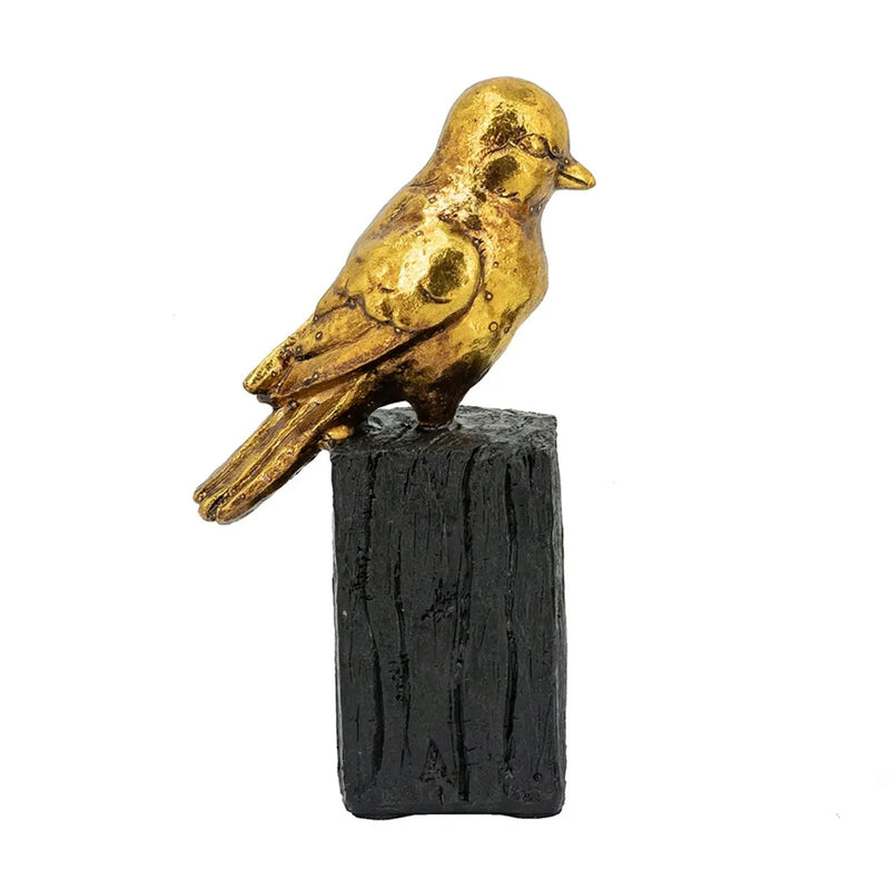 Gold Resin Songbird Sculpture on Black Faux Branch by HouseOfZazla