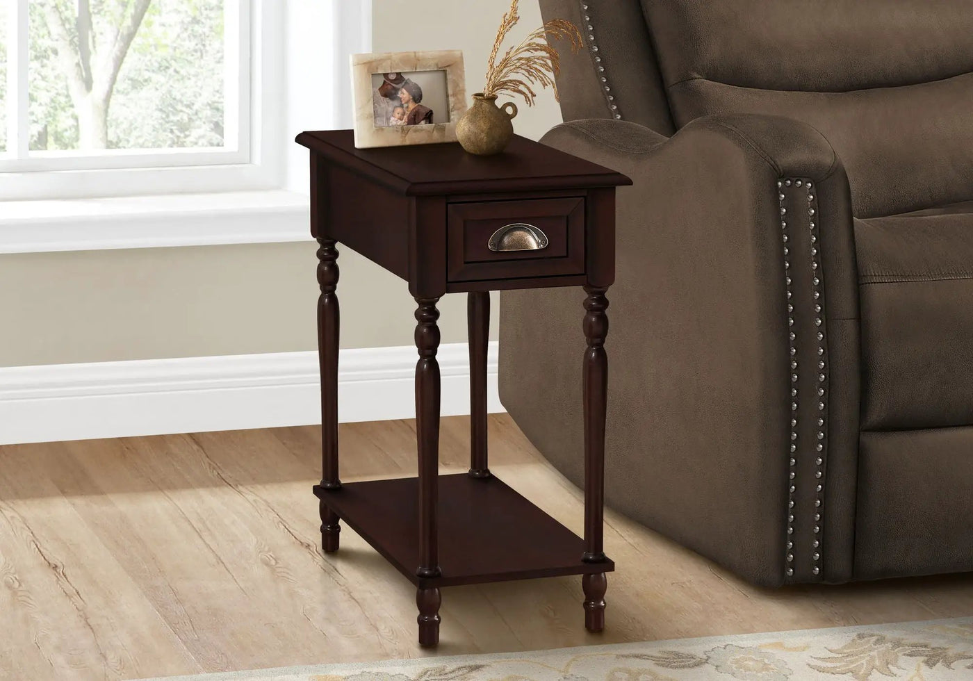 Accent Side Table, 2 Tier, Storage Drawer, Stylish Traditional Design by HouseOfZazla