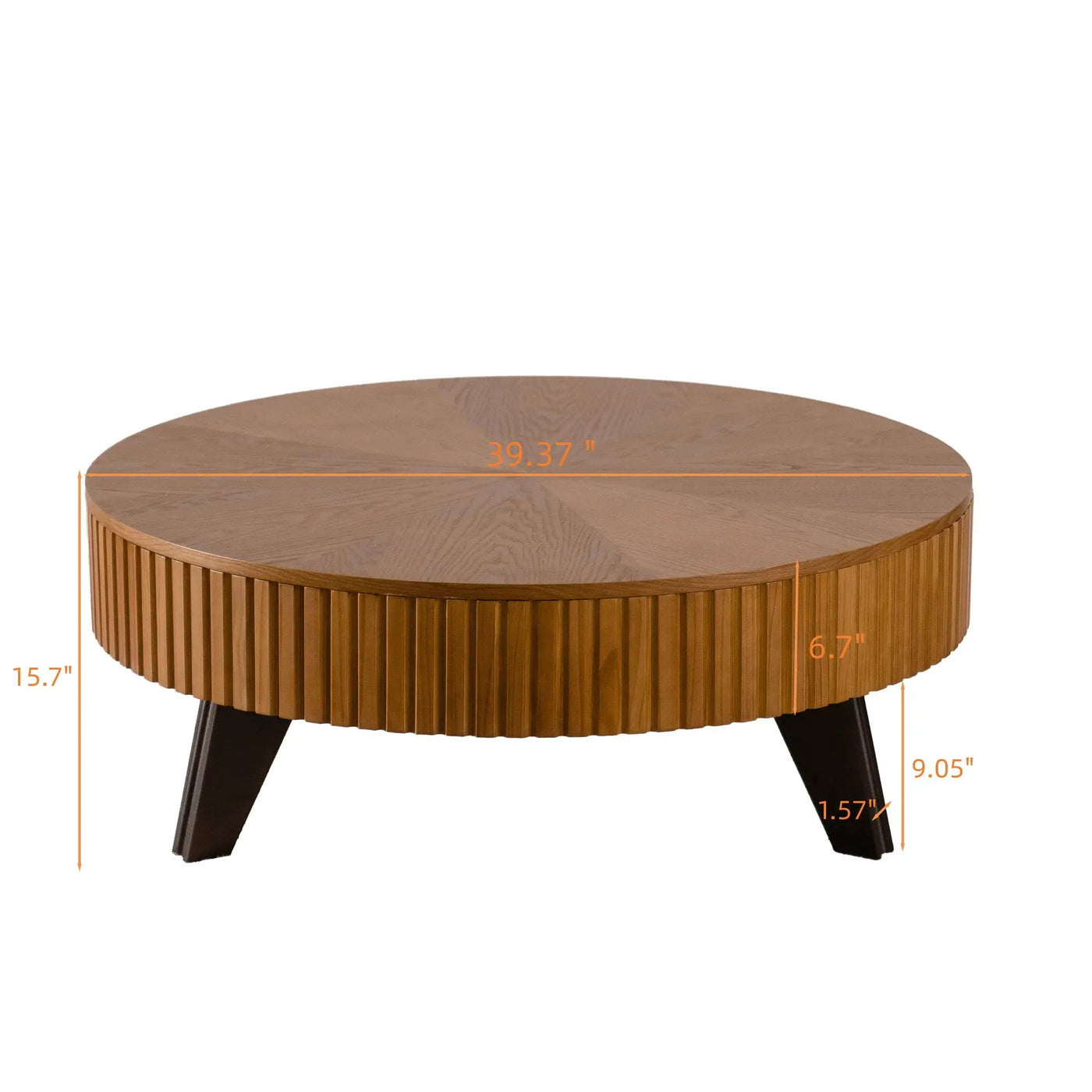 Round Retro Coffee With Solid Wood Legs by Unique Piece Furniture