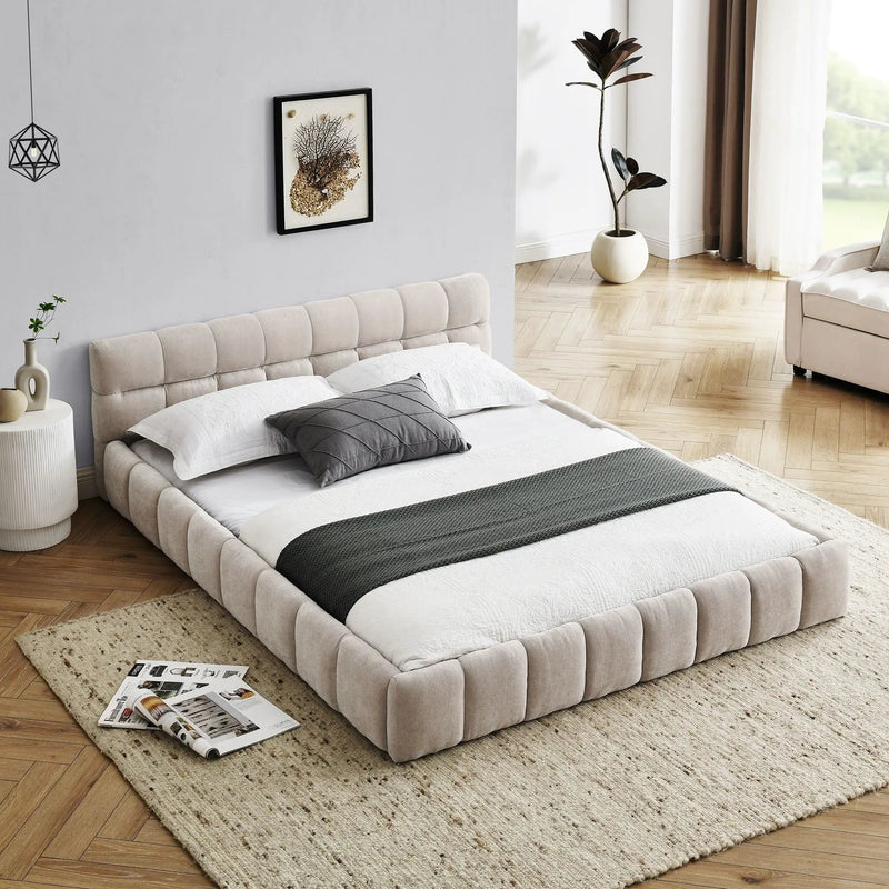Modern Platform Bed Frame With Thick Fabric by HouseOfZazla