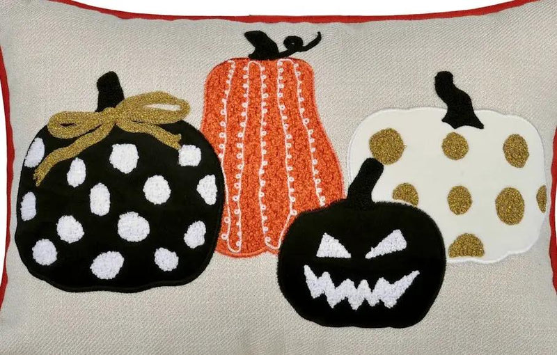 Halloween Pumpkin Embroidered Throw Pillow – Spooky Polka Dot by HouseOfZazla