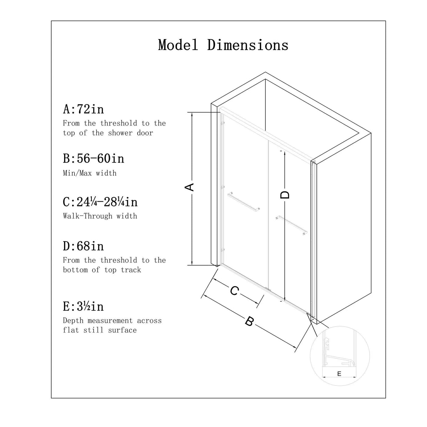 Aluminum Frame Double Double Soft Close Shower Door, Tempered Glass And Dual Stainless Steel Handles by HouseOfZazla