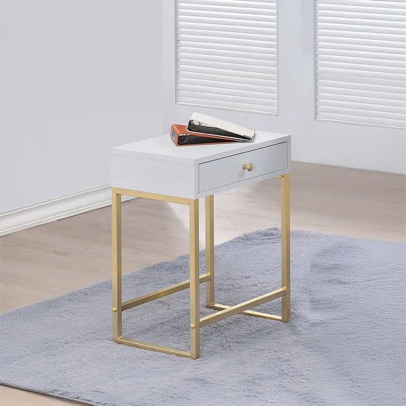 Coleen - Accent Table - White & Brass by Unique Piece Furniture