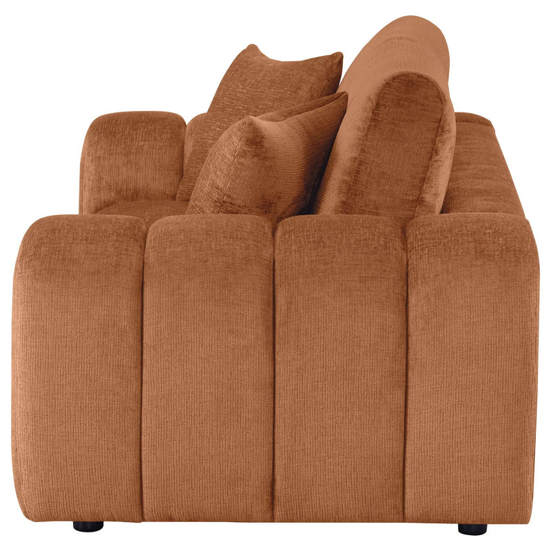 Burnett Chenille Upholstered Wide Arm Loveseat Burnt Orange by Unique Piece Furniture