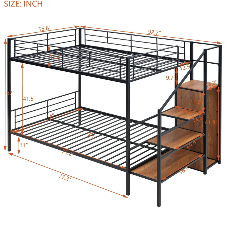 Bunk Bed With Lateral Storage Ladder And Wardrobe by HouseOfZazla