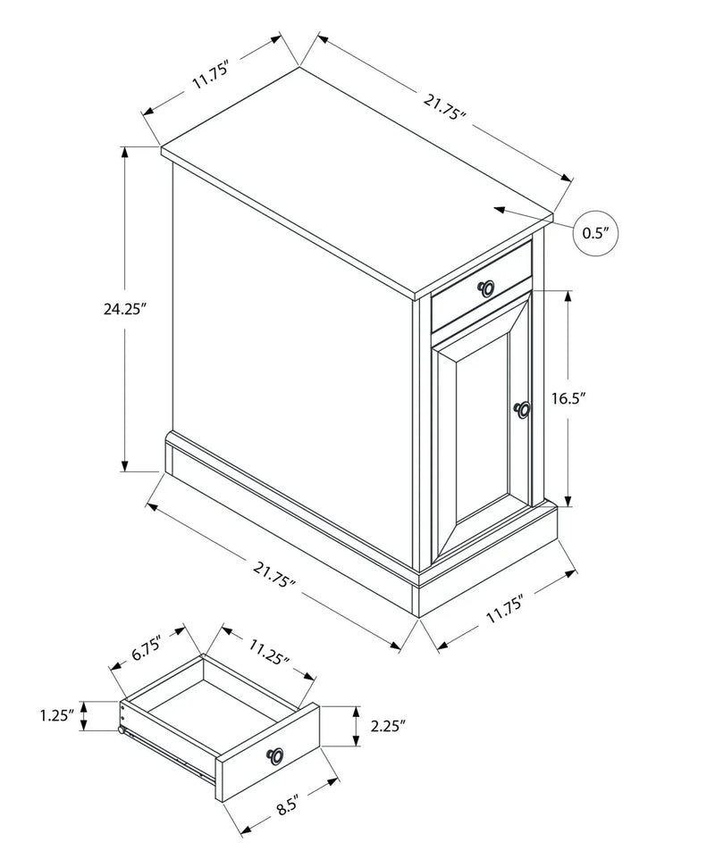 Accent End Table, Storage Drawer, Versatile Design - Espresso by HouseOfZazla