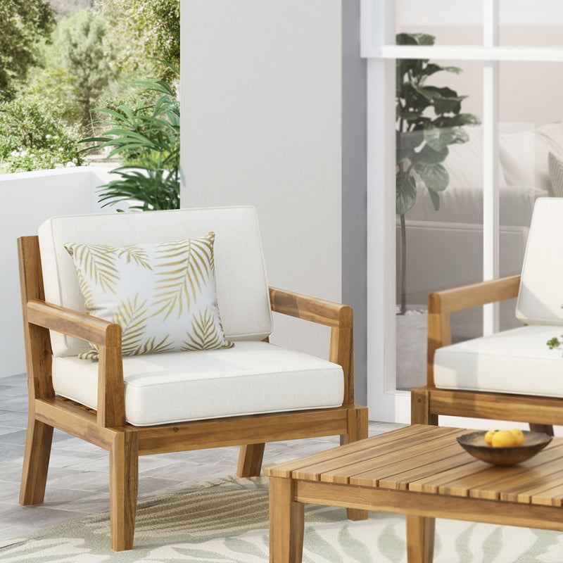 Outdoor Club Chair With Cushions - Beige by HouseOfZazla