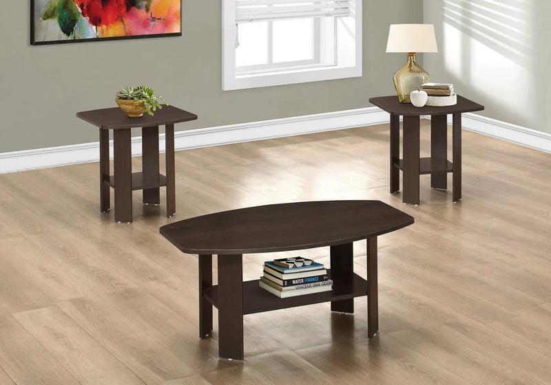 Table Set: Coffee, End, Side, Accent, Living Room, Transitional (Set of 3) - Espresso by Unique Piece Furniture