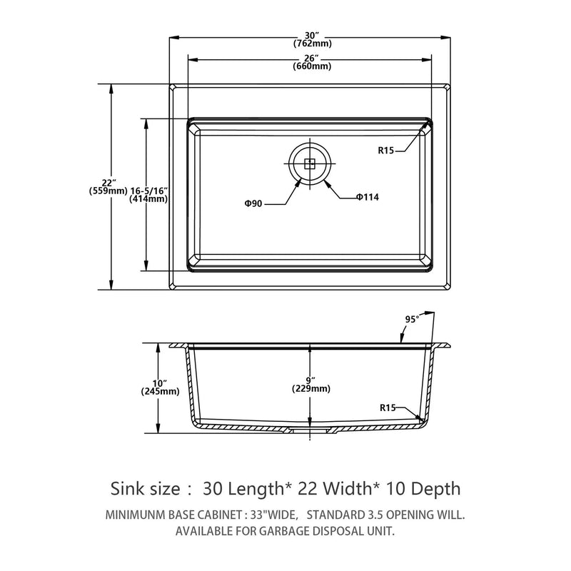 Quartz Kitchen Sink 30" X 22" Granite Composite Workstation Drop In Sink - White by HouseOfZazla