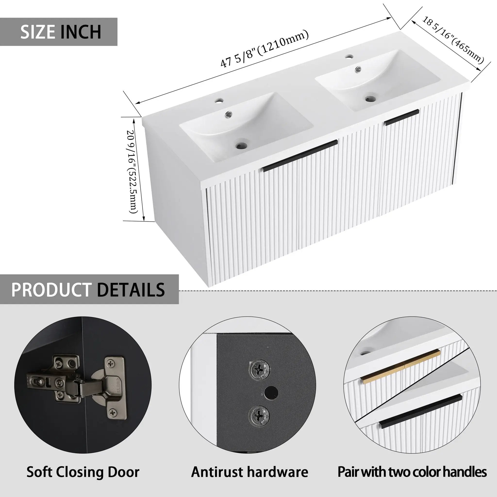 Contemporary Wall Mounted Bathroom Vanity With Resin Double Sink by HouseOfZazla