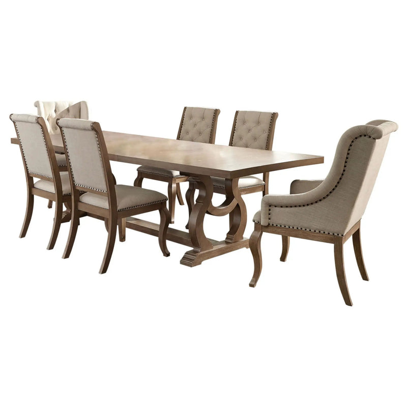 Brockway 7-piece Extension Leaf Dining Set Barley Brown by Unique Piece Furniture