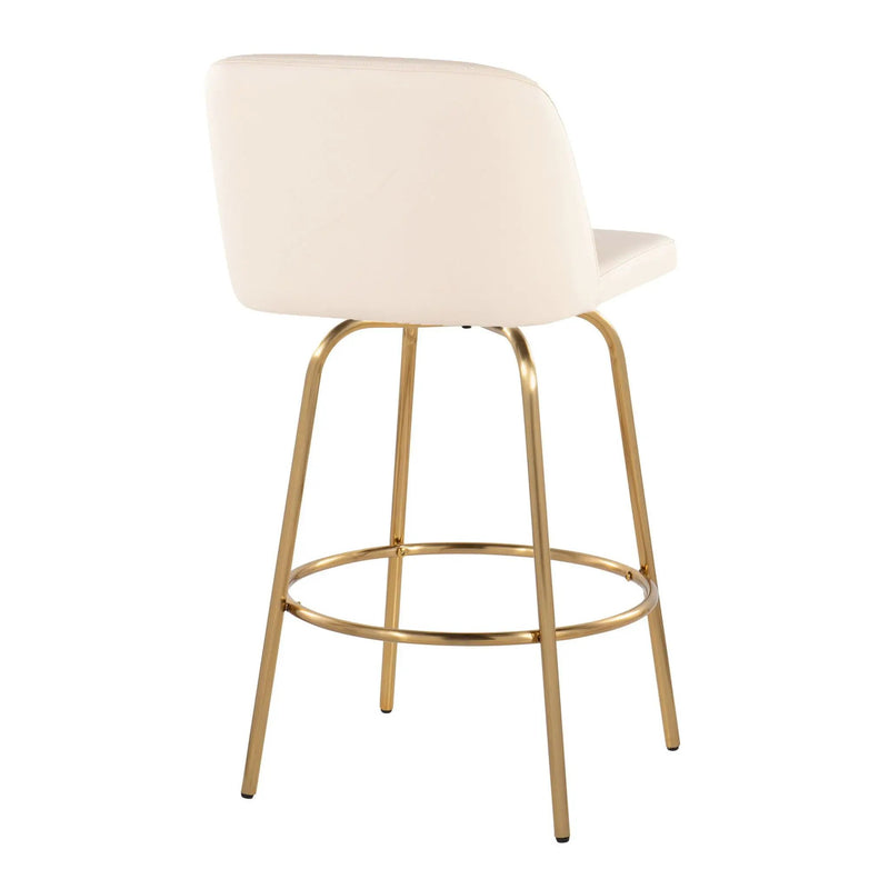 Toriano - Contemporary, Fixed Height Counter Stool With Swivel With Round Footrest (Set of 2) by HouseOfZazla