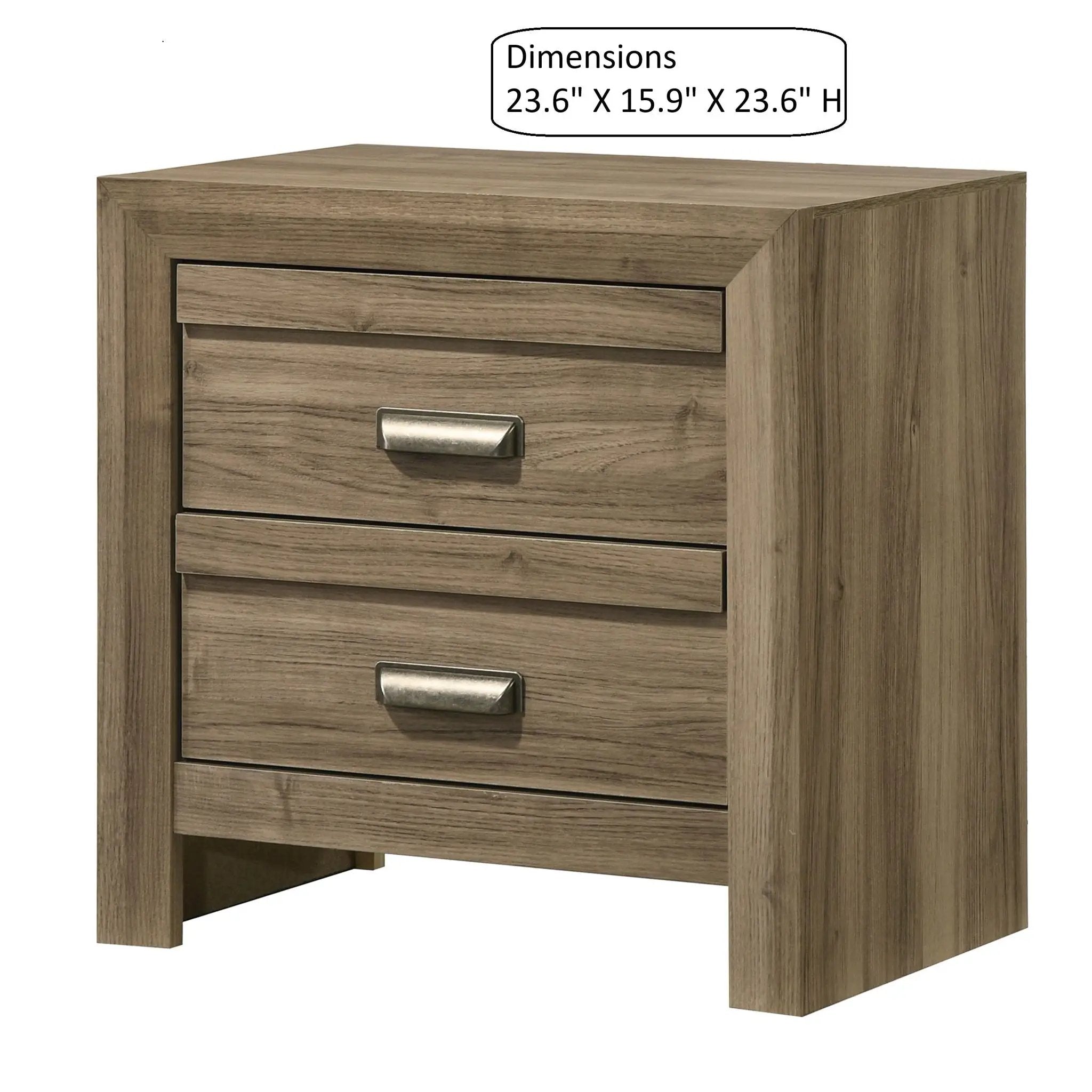2 Drawer Nightstand With Pulls, Bedroom Furniture - Light Brown by HouseOfZazla