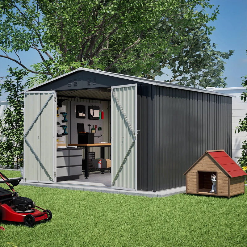 10x10 FT Large Outdoor Metal Storage Shed by HouseOfZazla