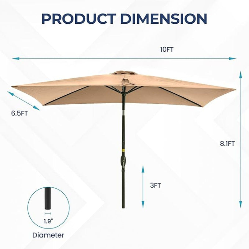 Rectangular Patio Umbrella With Crank Tilt, Polyester UV-Resistant Canopy by HouseOfZazla