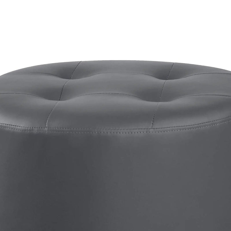 Round Ottoman With Tufted Upholstery Base - Gray by HouseOfZazla