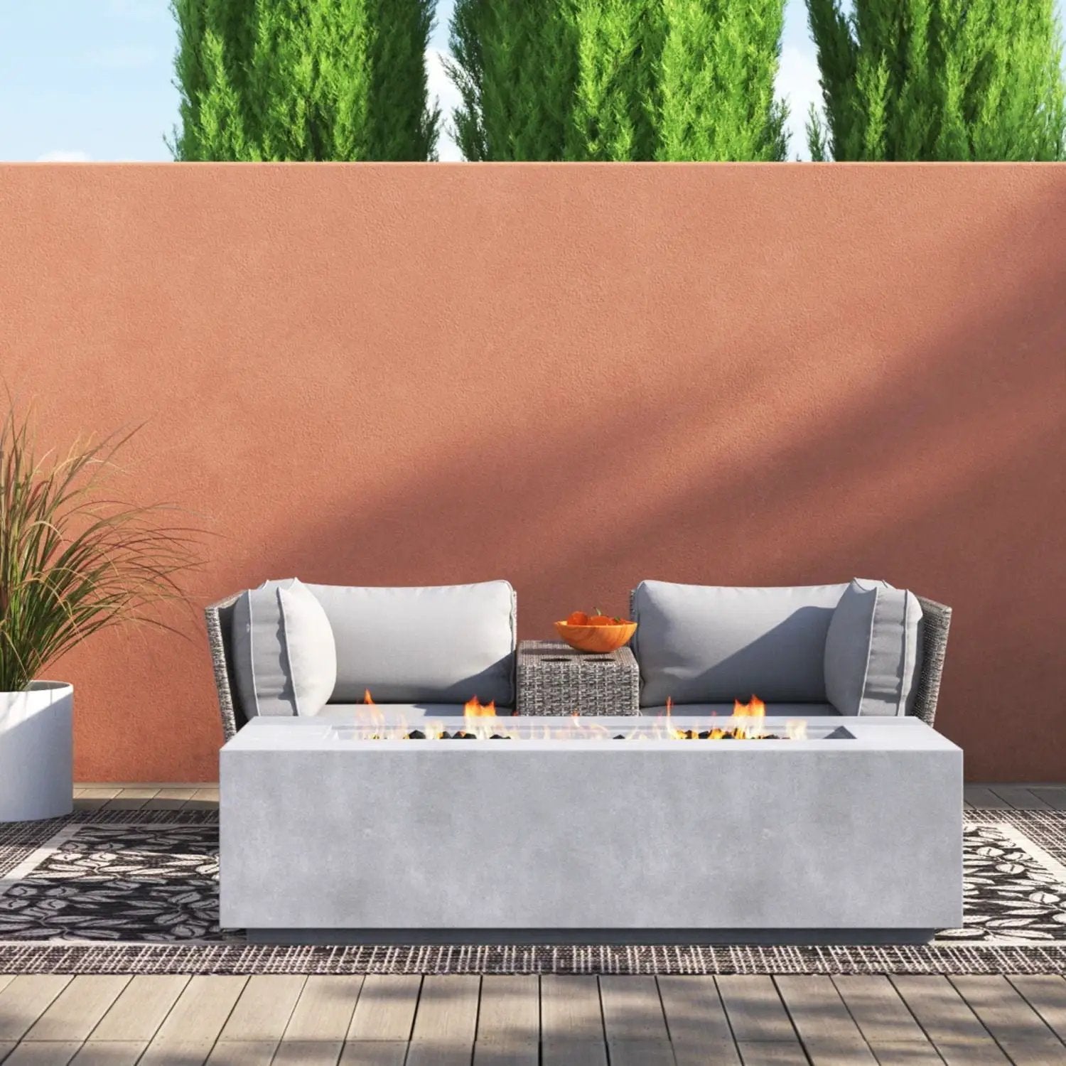 Outdoor Elegance Conversation Set With Fire Pit by Unique Piece Furniture