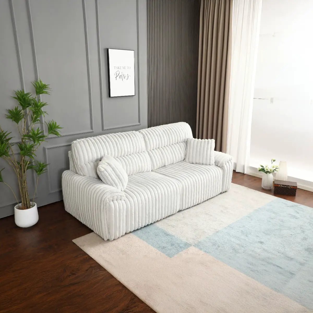 Jaya - Power Motion Sofa With Sleeper & USB Port - Mondo Gray Corduroy by Unique Piece Furniture