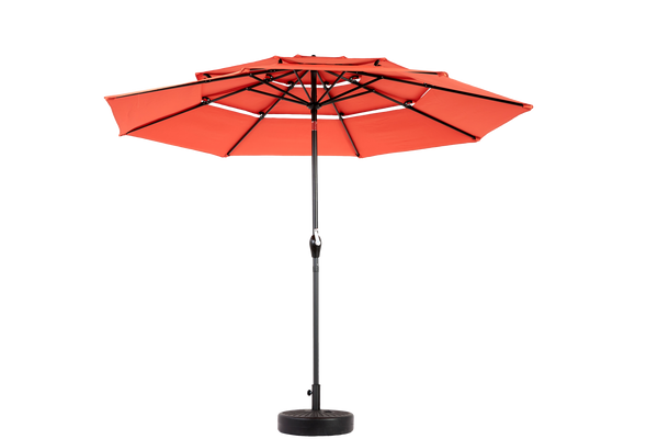 Aluminium 10ft 3-Tier Auto-Tilt Outdoor Patio Umbrella - Orange (No Base)